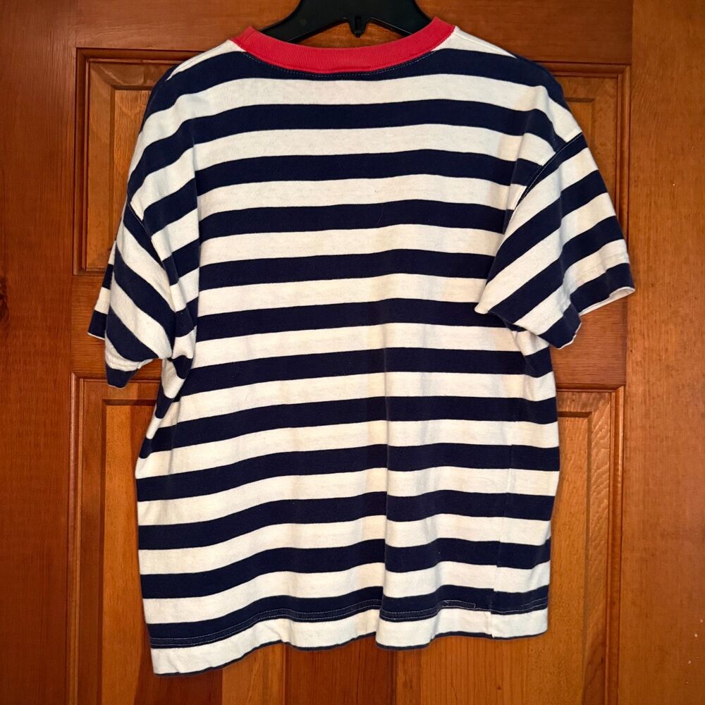 Dockers Navy Stripe Pocket Tee Red Ringer Collar Men's Size S